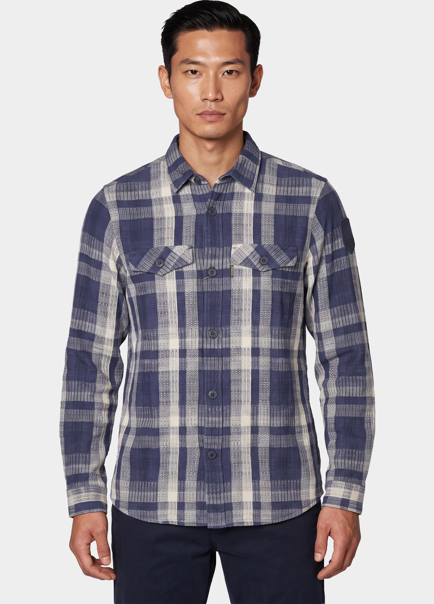 PME Legend Overhemd heren Blauw Long sleeve shirt Yarn Dyed C PSI2610212/5281