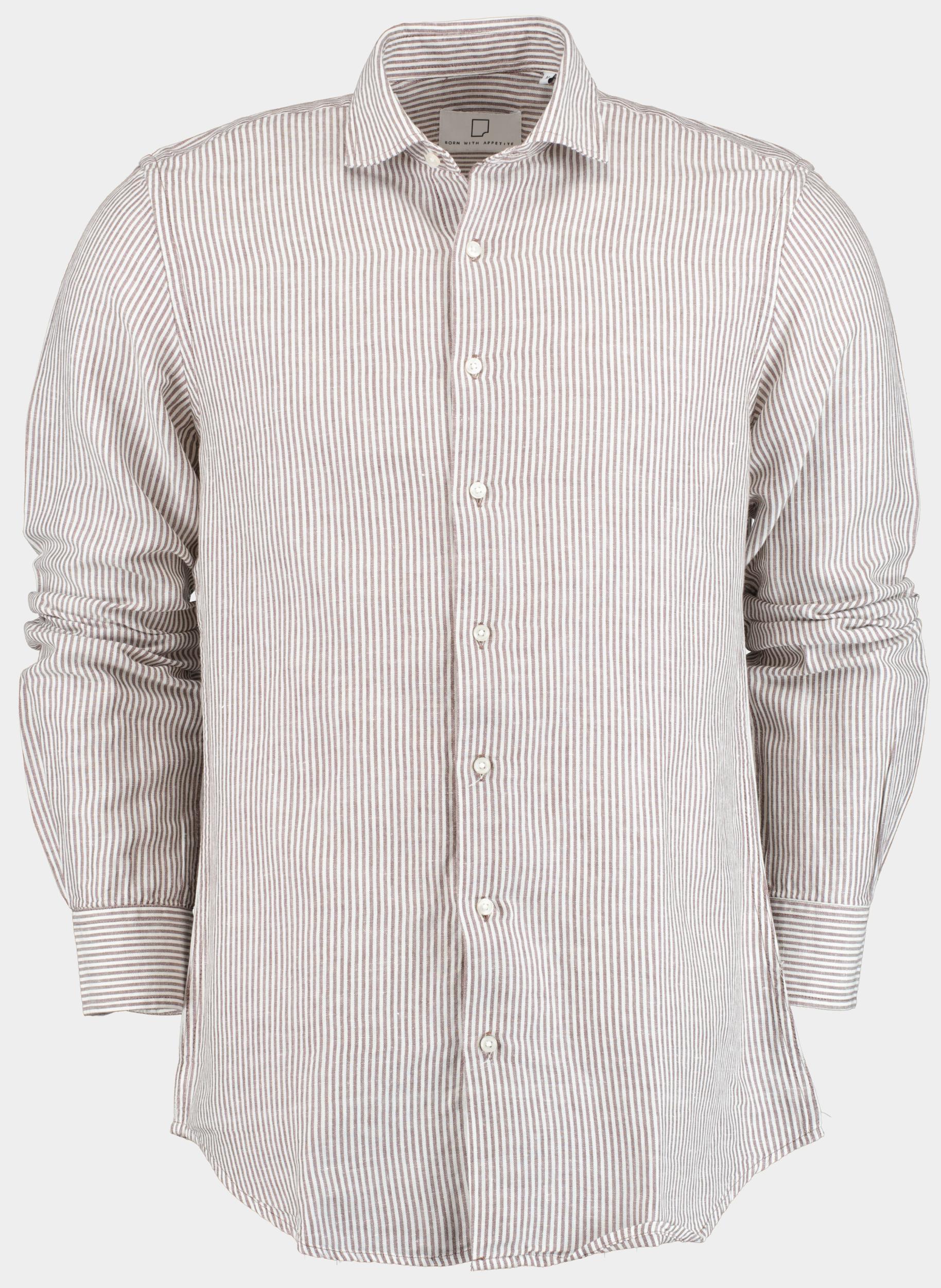 Born With Appetite Casual hemd lange mouw Bruin Curtis Li-co Shirt Fine Strip 25107CU03/870 dark brown