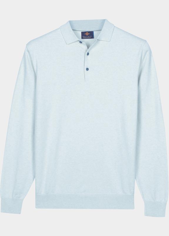 Baileys Polo lange mouwen heren Blauw Polo Pullover LS placket butt 618300/615