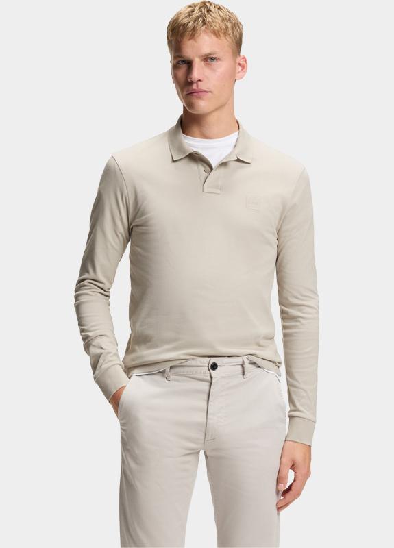 BOSS Orange Polo lange mouw Grijs Passerby 10256683 01 50507704/070