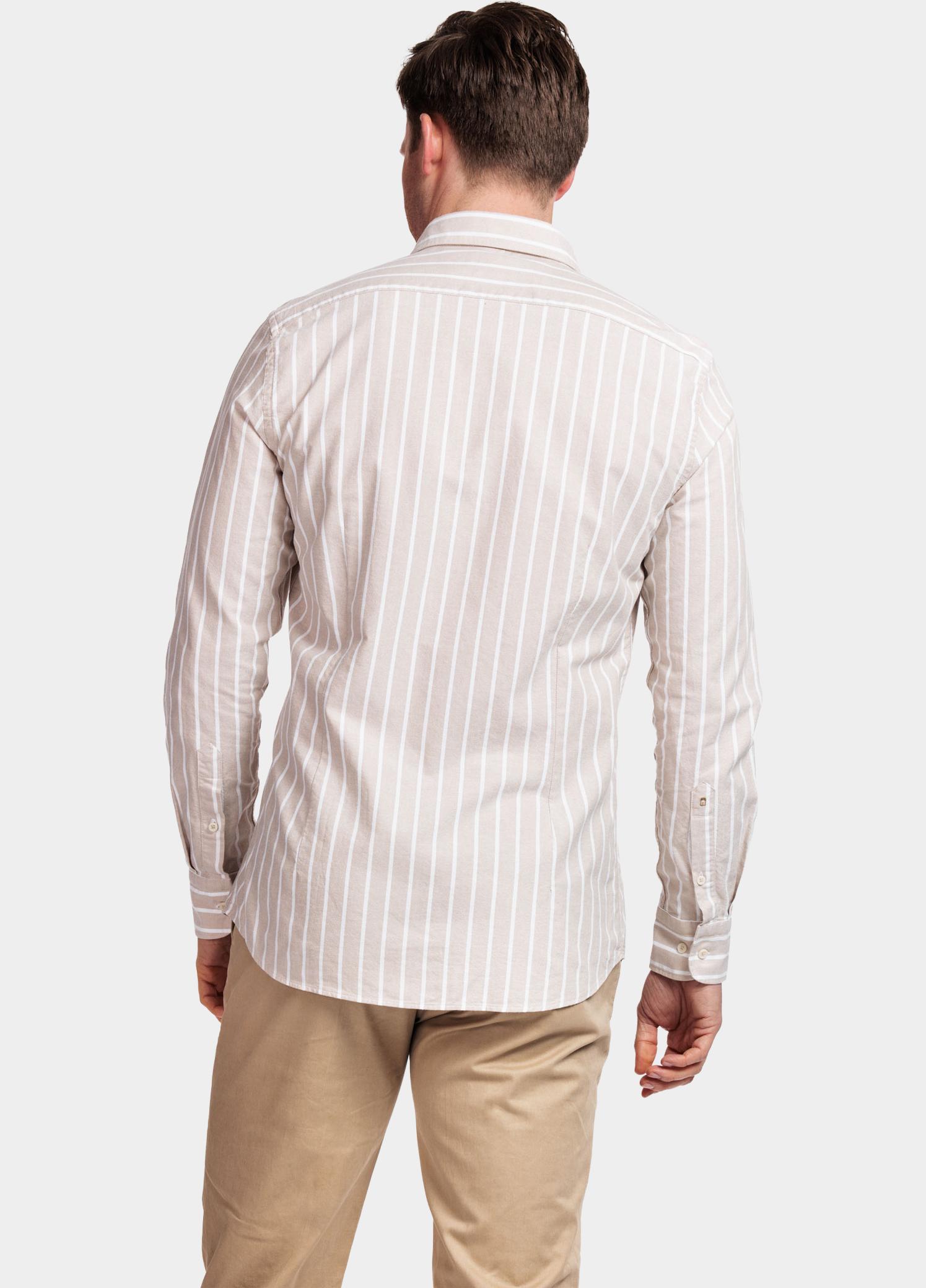 Giordano Overhemd heren Wit Row, LS Cutaway Color Stripe 417840/81
