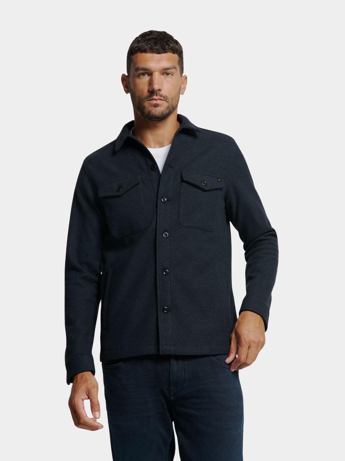 No Excess Casual hemd lange mouw Blauw Overshirt Button Closure Mela 25510903/078