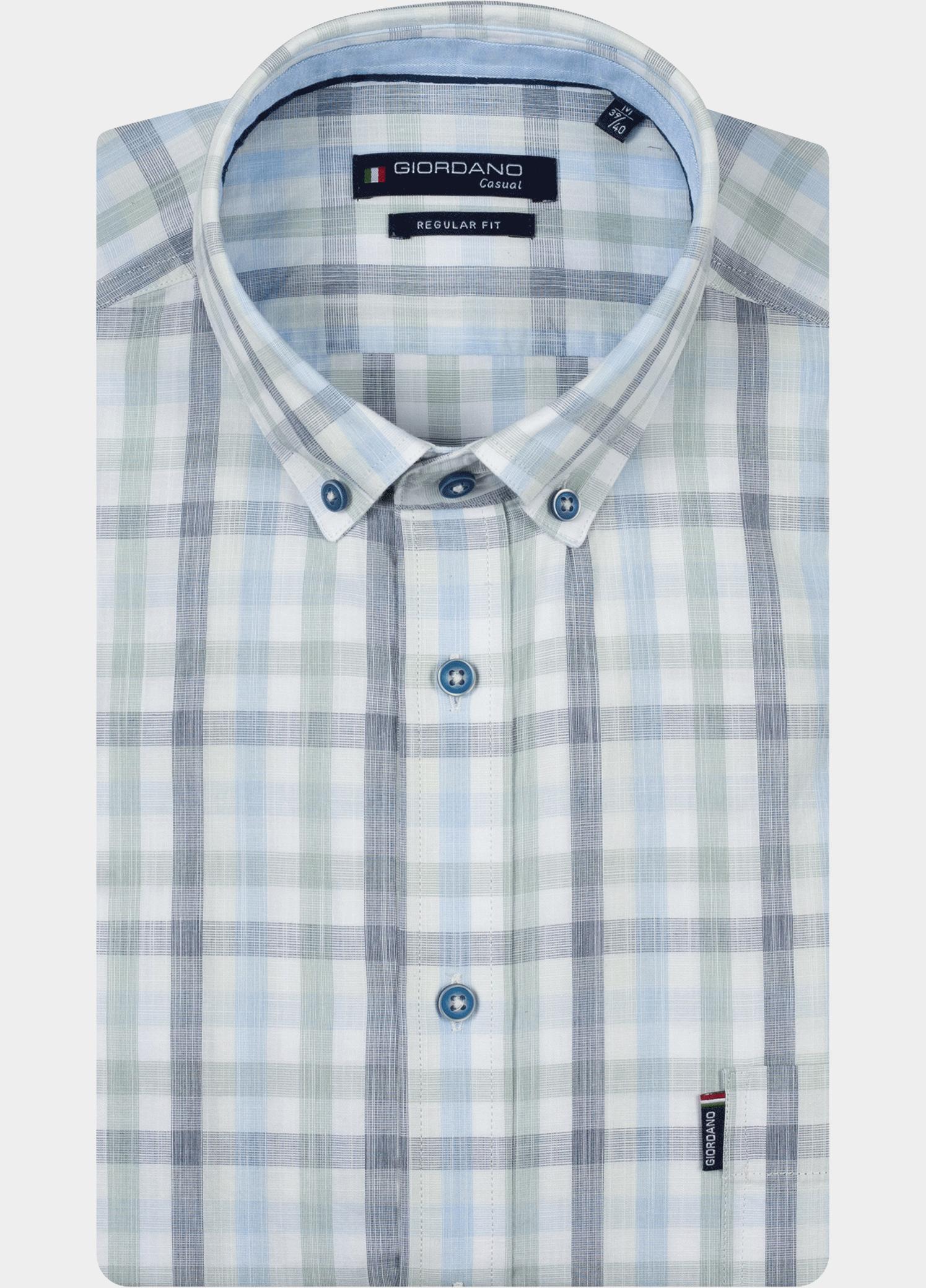 Giordano overhemd korte mouw heren Groen League Short Sleeve Button Do 616340/71