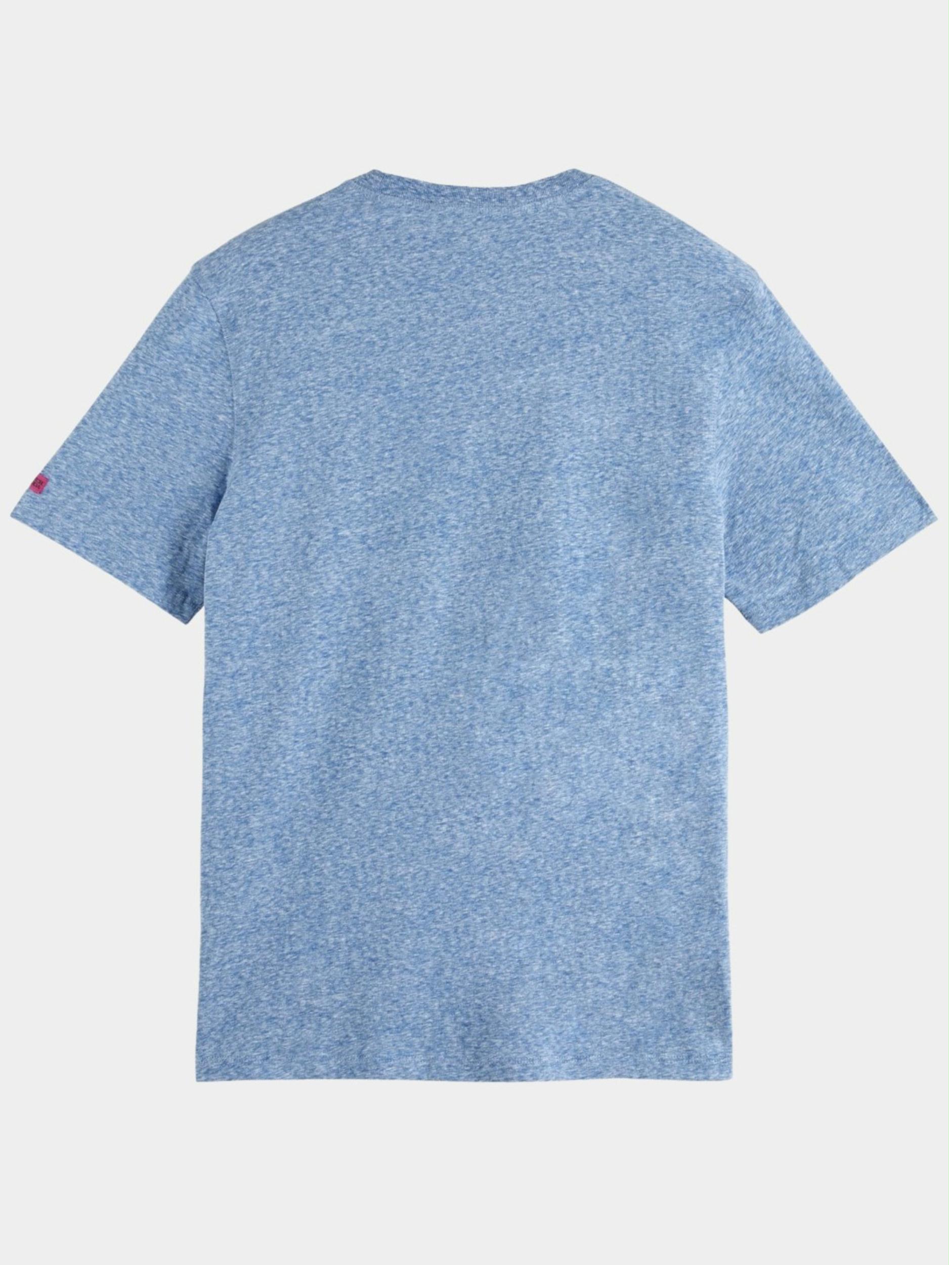 Scotch & Soda T-shirt korte mouw Blauw Melange tee with chest label 171700/5617