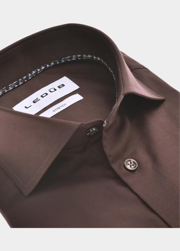 Ledub Overhemd extra lange mouw Bruin  0143112/680-196-000
