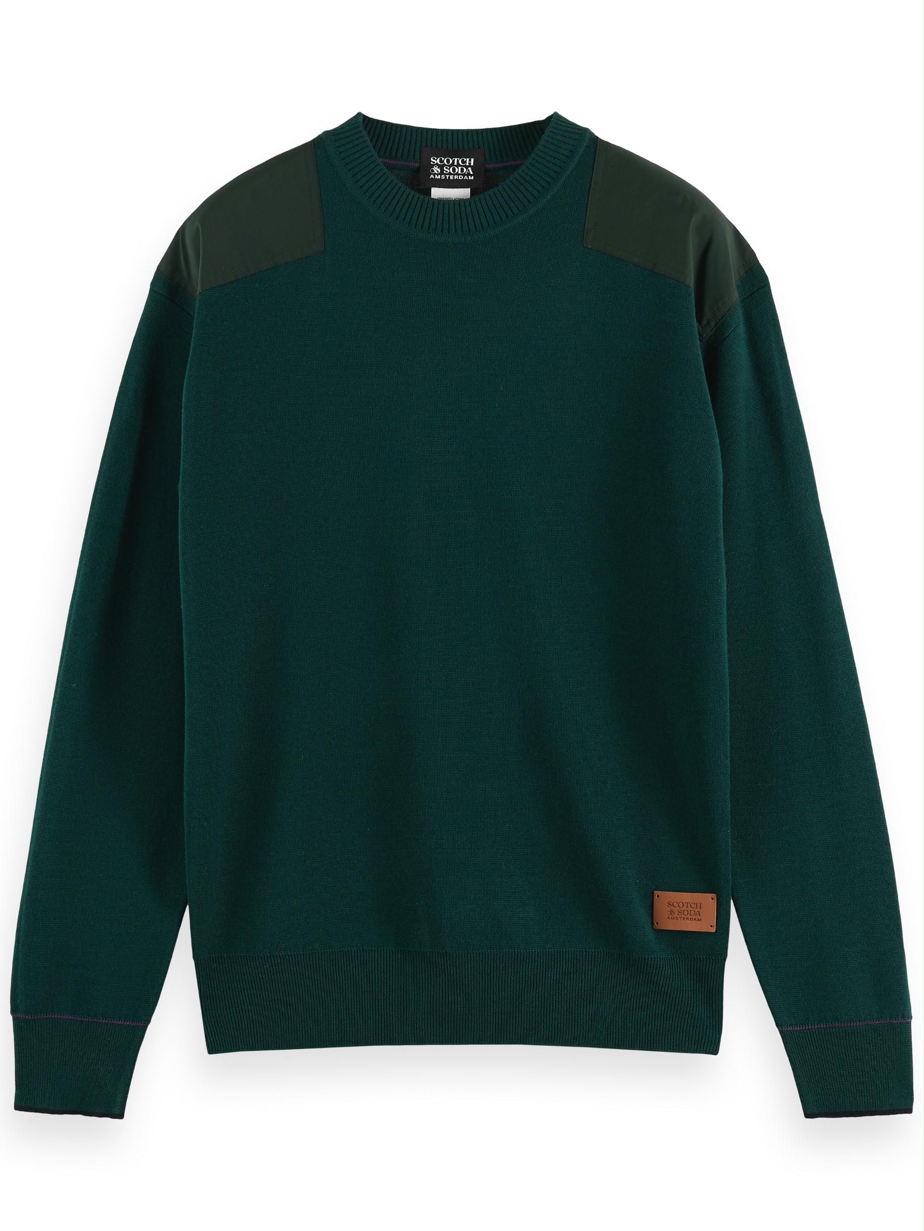 Scotch & Soda Pullover Groen Shoulder patches crewneck pull 168493/5014