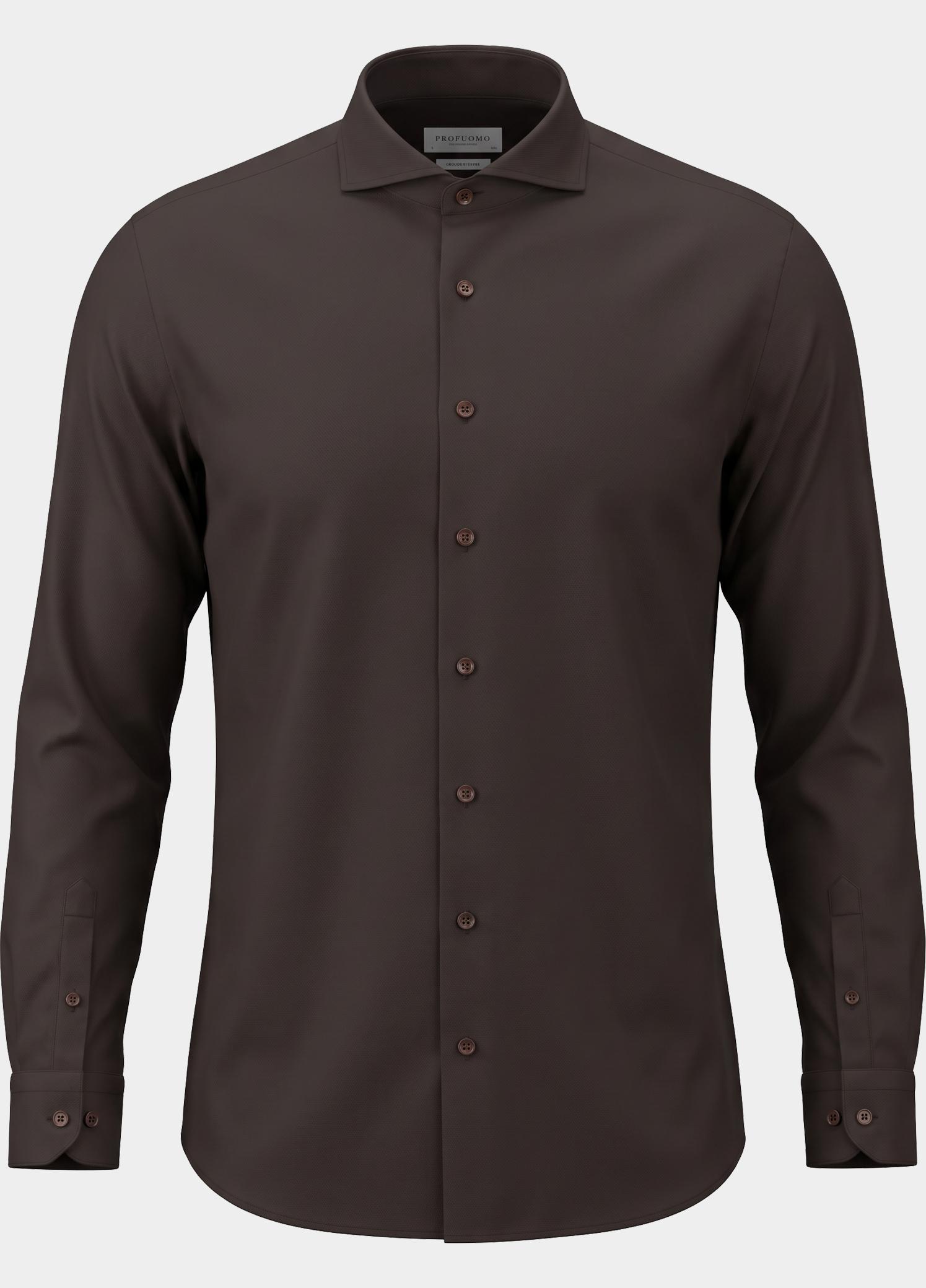 Profuomo Zakelijk overhemd heren Bruin  PPWH30026/E
