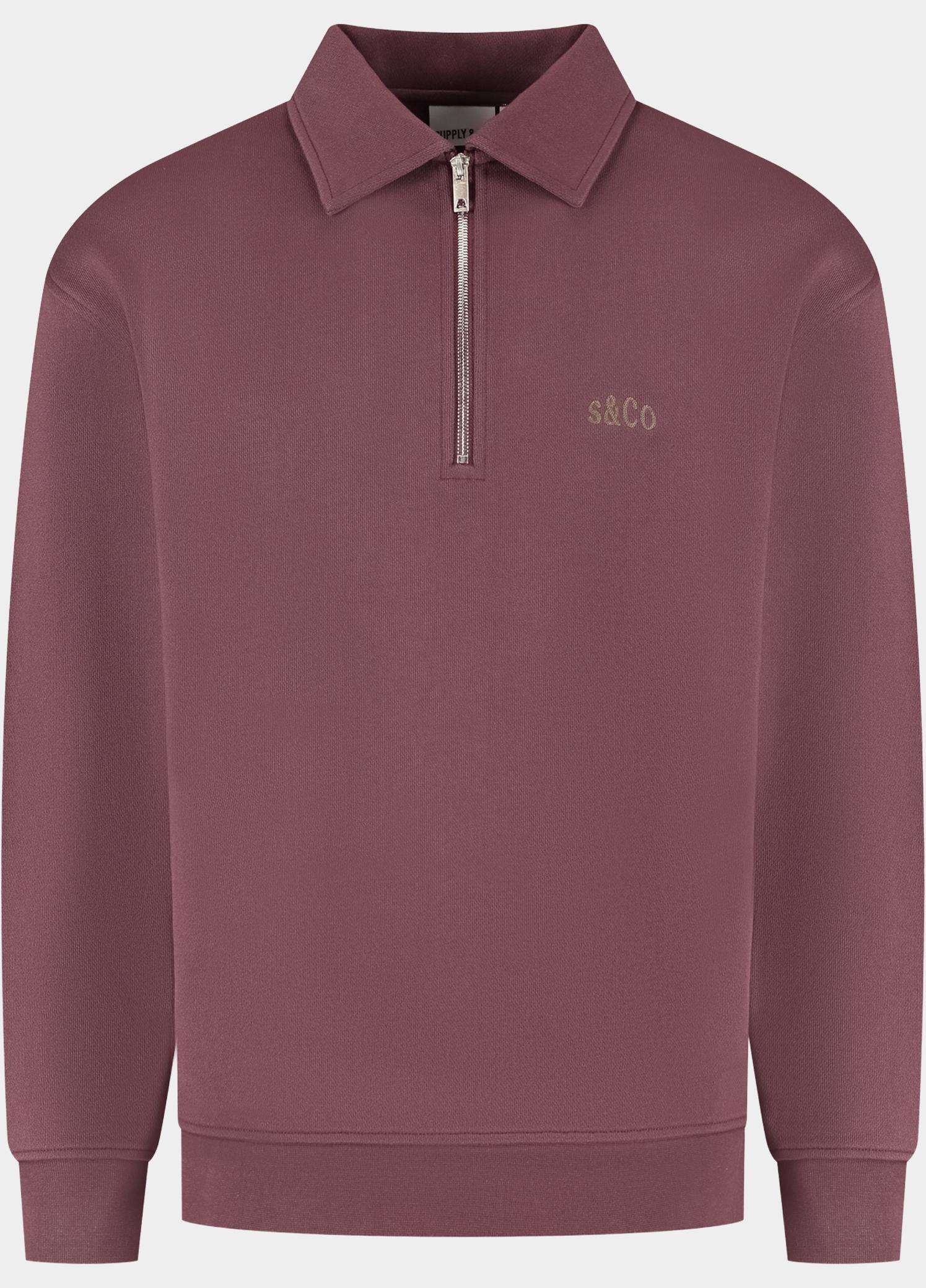 Supply & Co. half zip sweater heren Rood Aarav Halfzip Sweat SCO26312AA07/6002