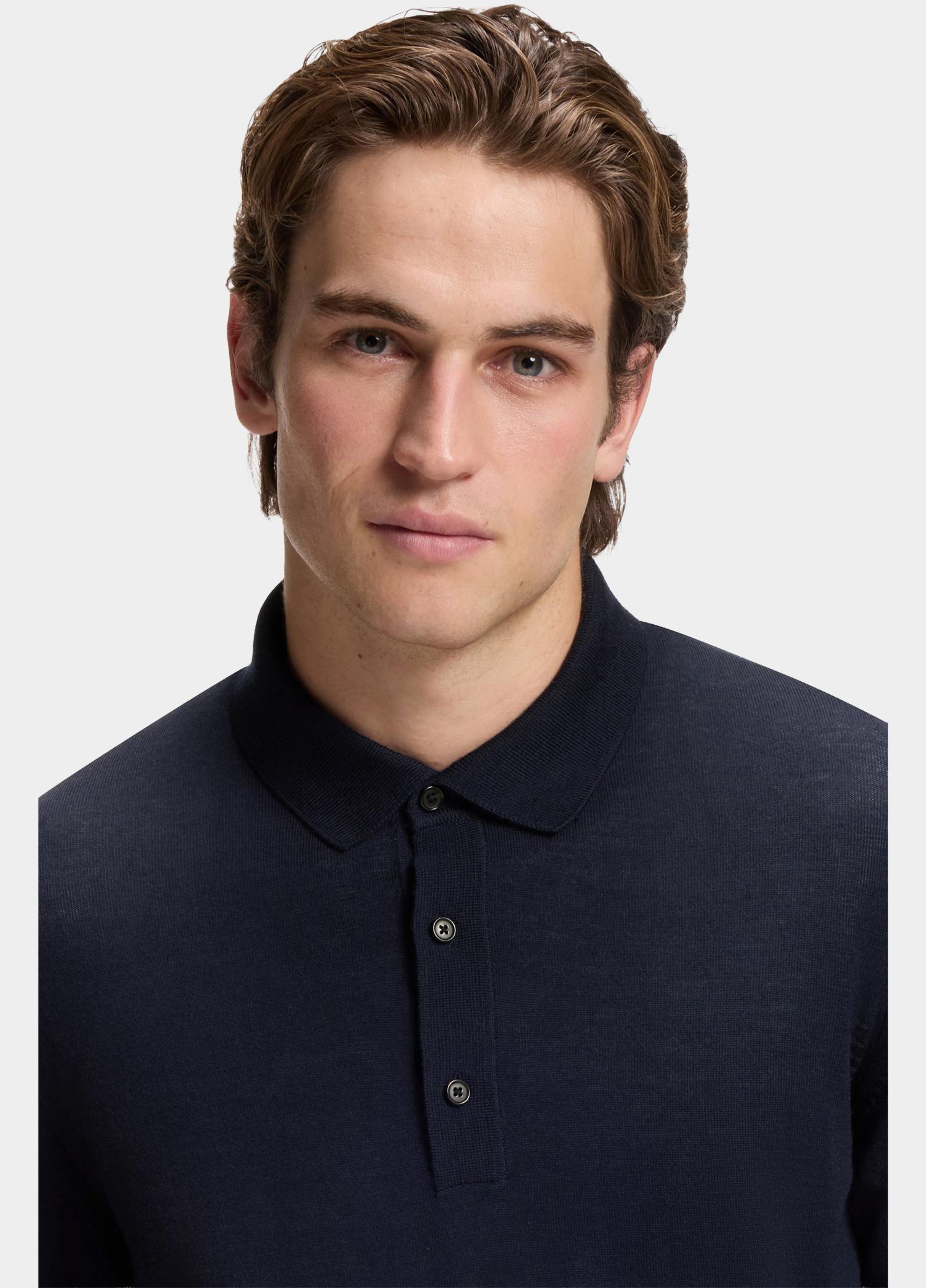 BOSS Black Polo lange mouw Blauw H-Lancione 10280691 01 50565503/404