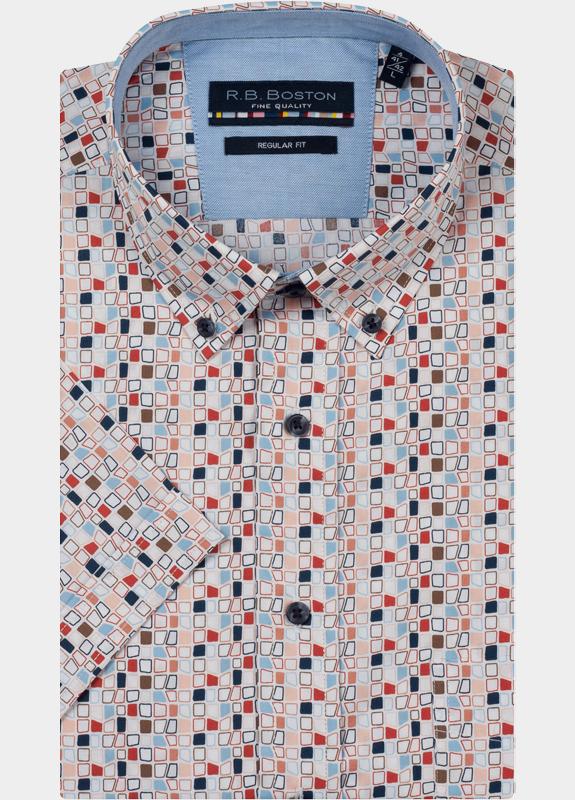 R.B. Boston overhemd korte mouw heren Roze Marshall SS Button Down 616670/312