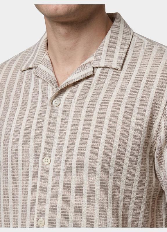 Cast Iron Casual hemd korte mouw Beige Short Sleeve Shirt Stripe new CSIS2605282/7014