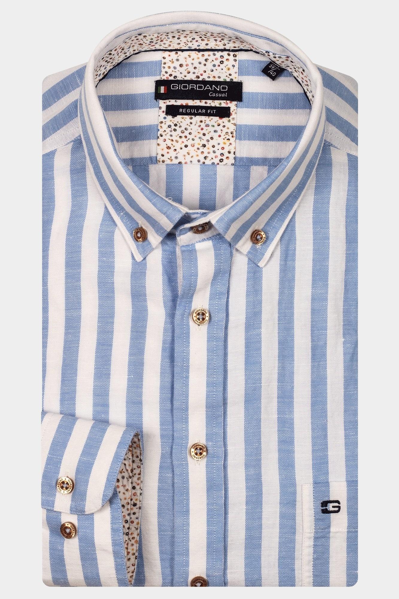 Giordano Casual hemd lange mouw Blauw Ivy long sleeve button down l 517100/61