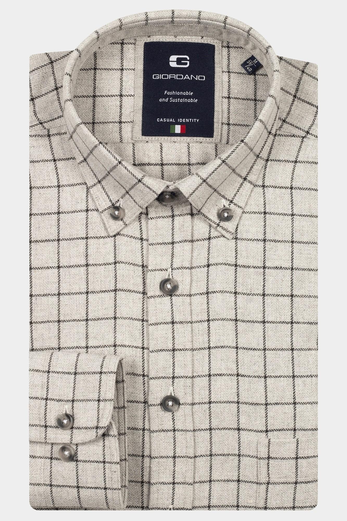 Giordano Casual hemd lange mouw Grijs Brando long sleeve button dow 527302/91