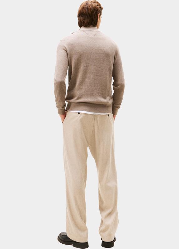 Tommy Hilfiger Half Zip Beige PIMA ORG CTN CASHMERE ZIP MOC MW0MW28049/HI3