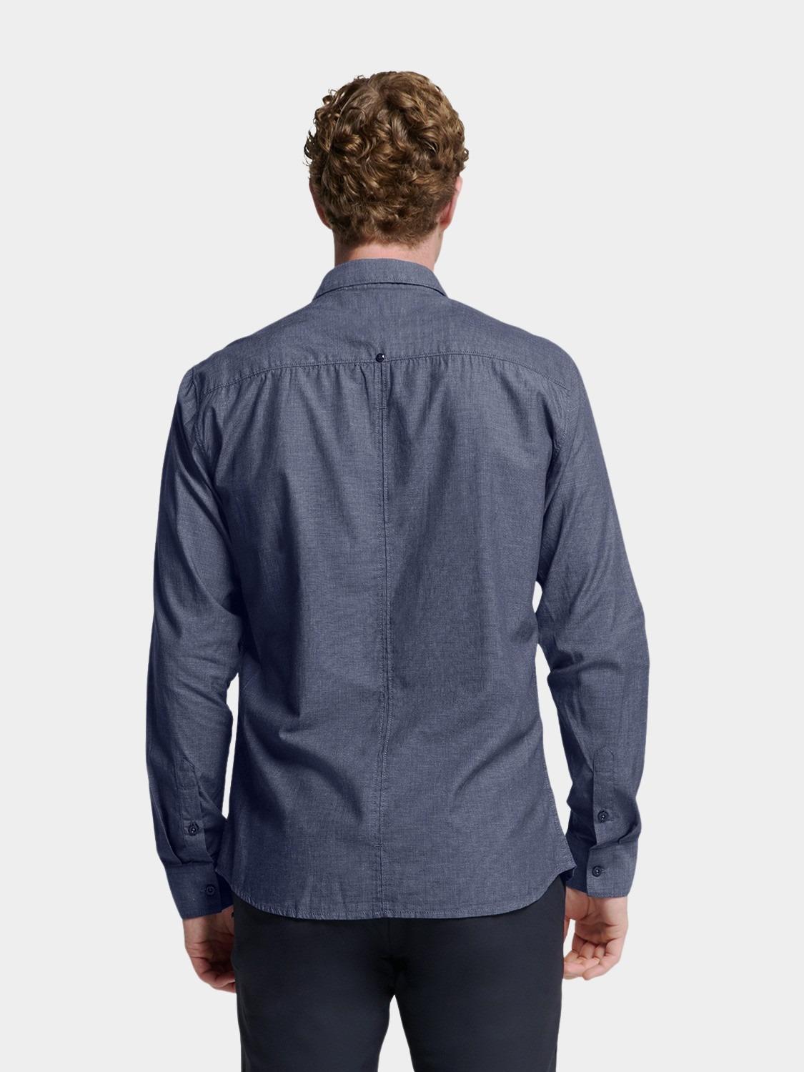 No Excess Casual hemd lange mouw Blauw Shirt 2 Coloured N4330/078