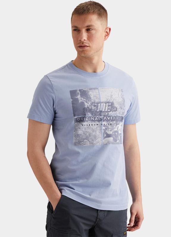 PME Legend T-shirt heren Blauw Short sleeve r-neck single je PTSS2605572/5299