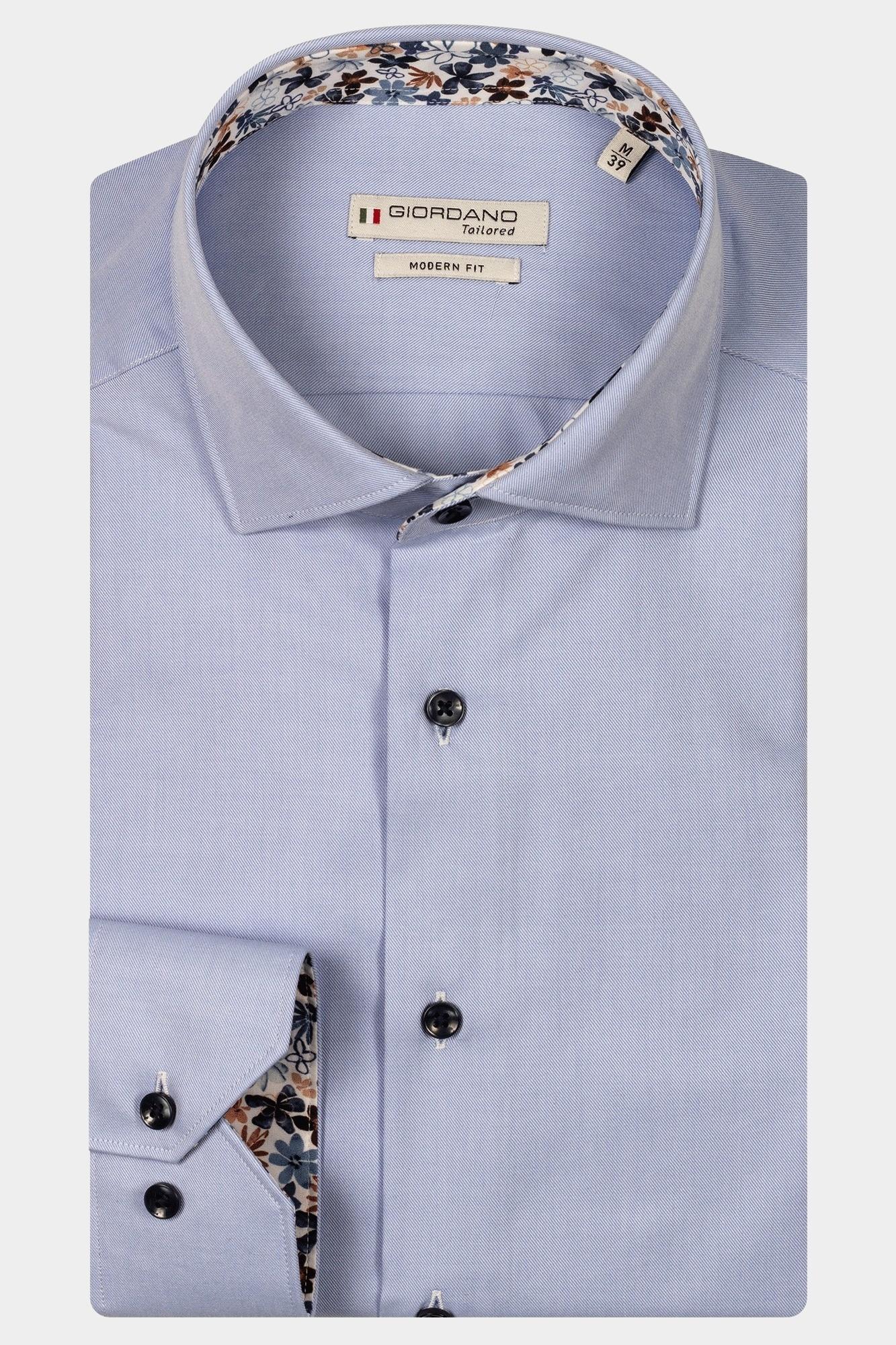 Giordano Casual hemd lange mouw Blauw Maggiore long sleeve semi cut 517890/61