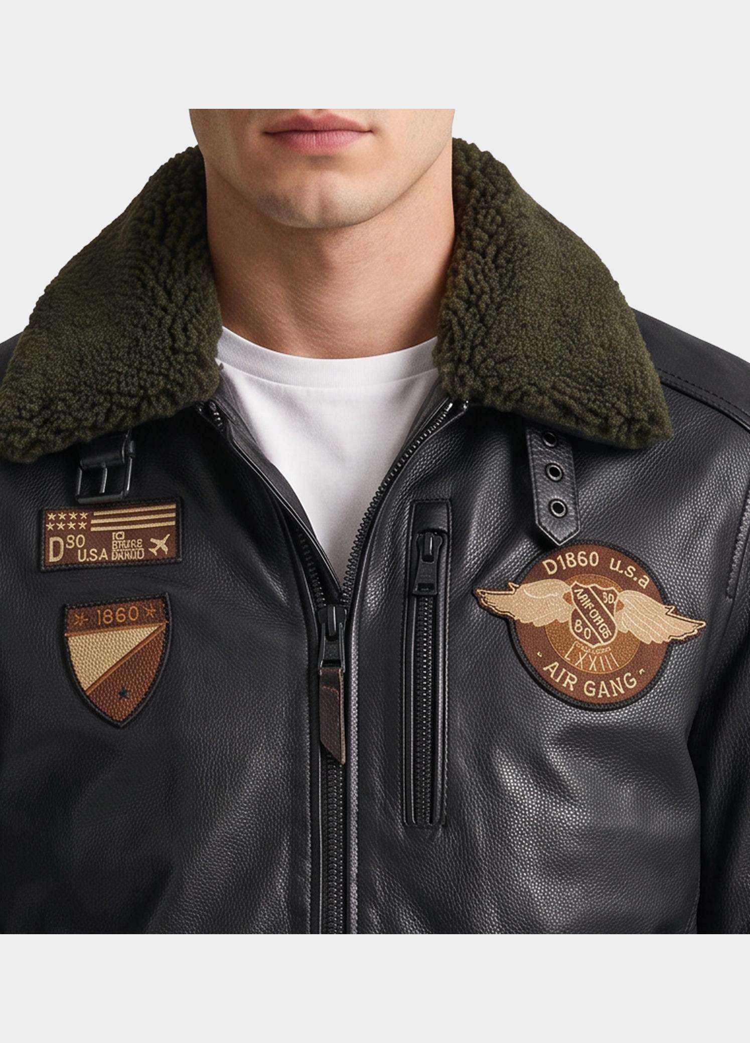 Donders 1860 Lerenjas heren Zwart Leather Jacket with Badges 52727/590