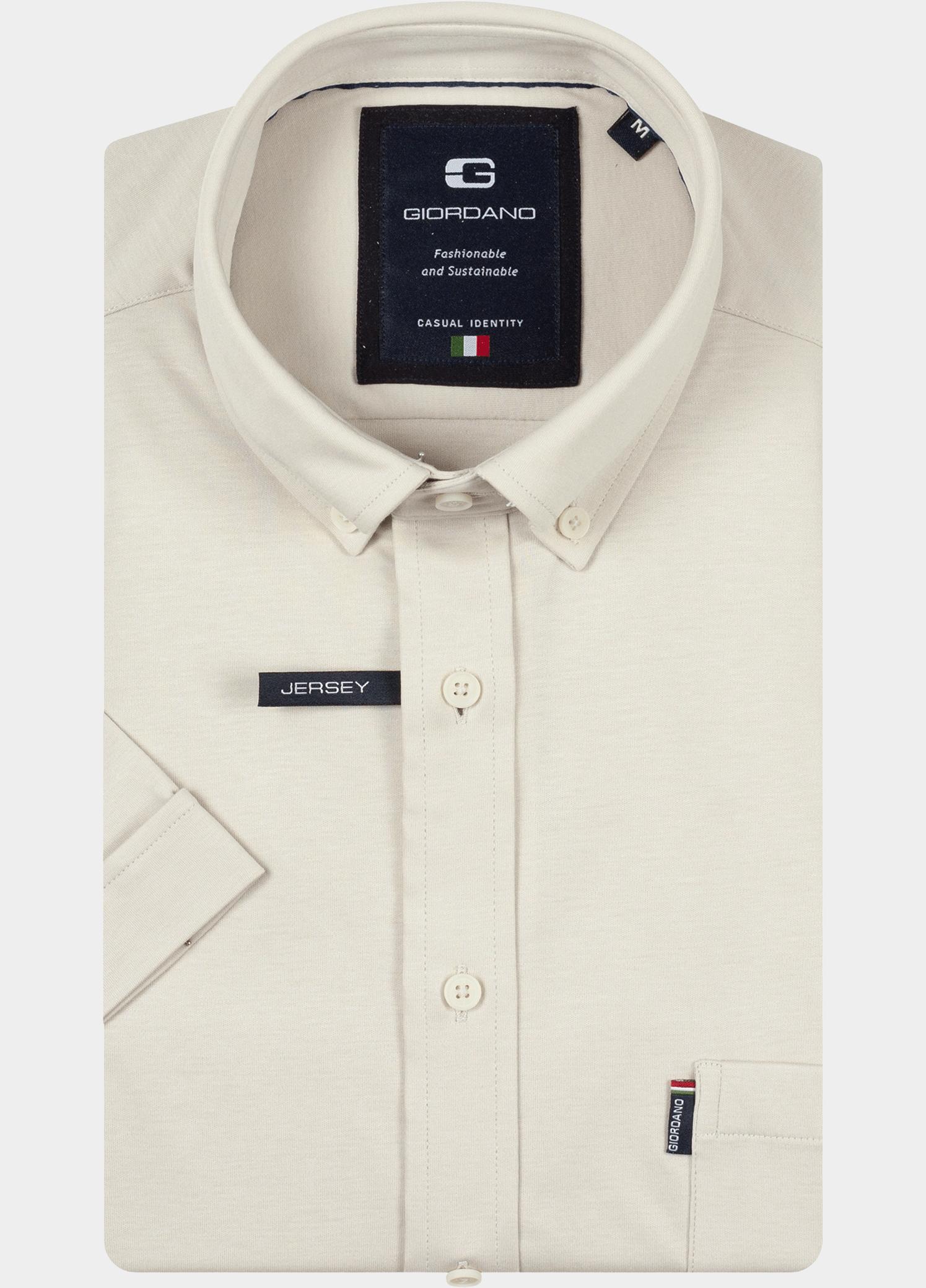 Giordano overhemd korte mouw heren Beige Alfa Short Sleeve Button Down 616078/82