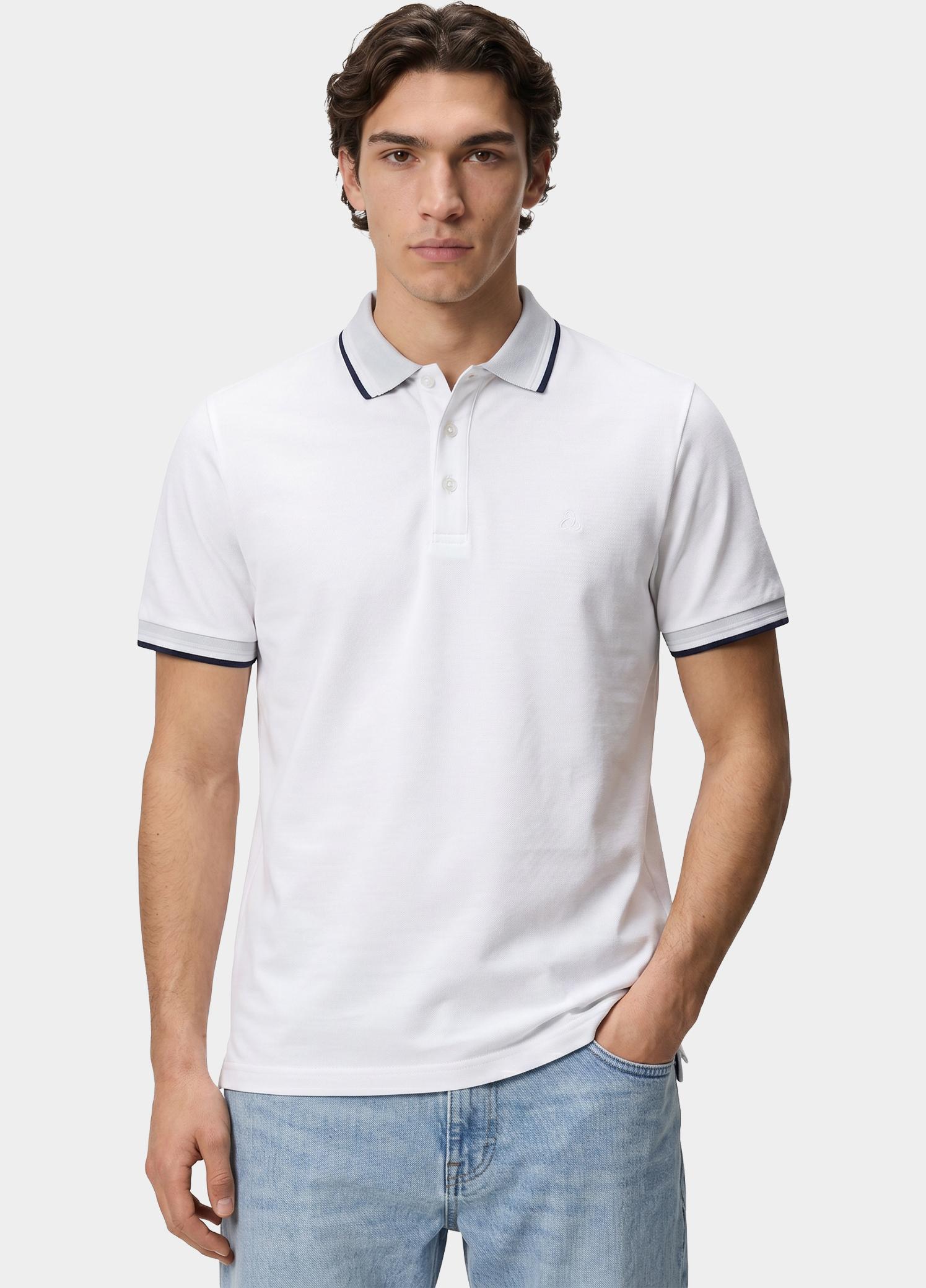 Scotland Blue Polo heren Wit Brick Polo Plain Contrast Col SPE25108BR06SB/100 white