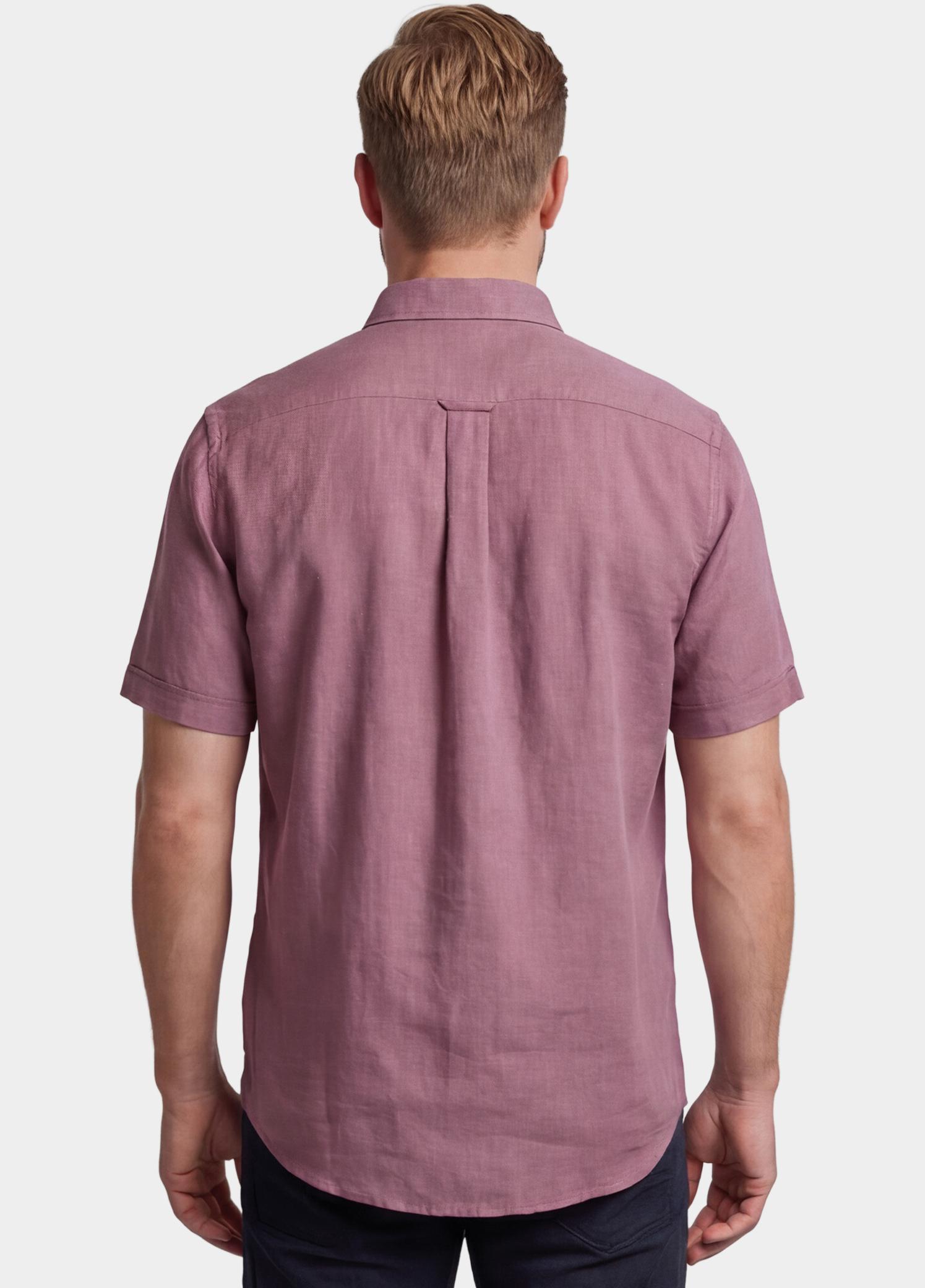 Giordano overhemd korte mouw heren Roze League Short Sleeve Button Do 616009/51