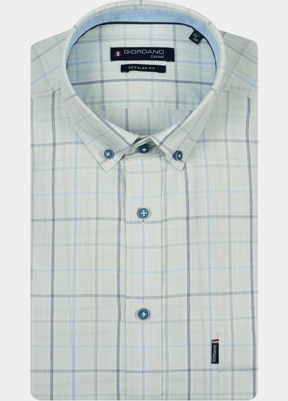 Giordano overhemd korte mouw heren Groen League Short Sleeve Button Do 616341/71