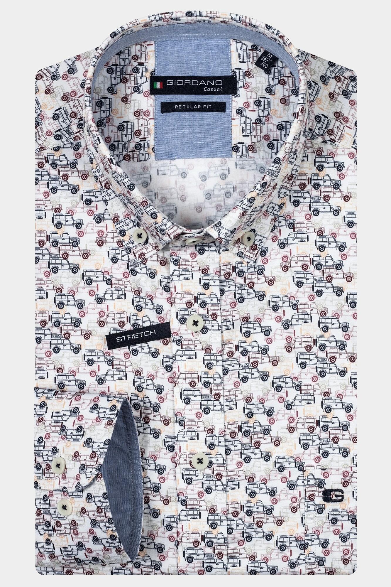 Giordano Casual hemd lange mouw Roze Ivy, LS Button Down Cars Prin 427030/50