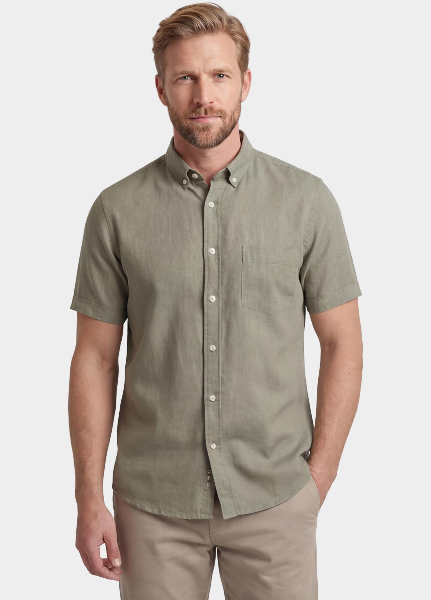 Giordano overhemd korte mouw heren Groen League Short Sleeve Button Do 616009/70