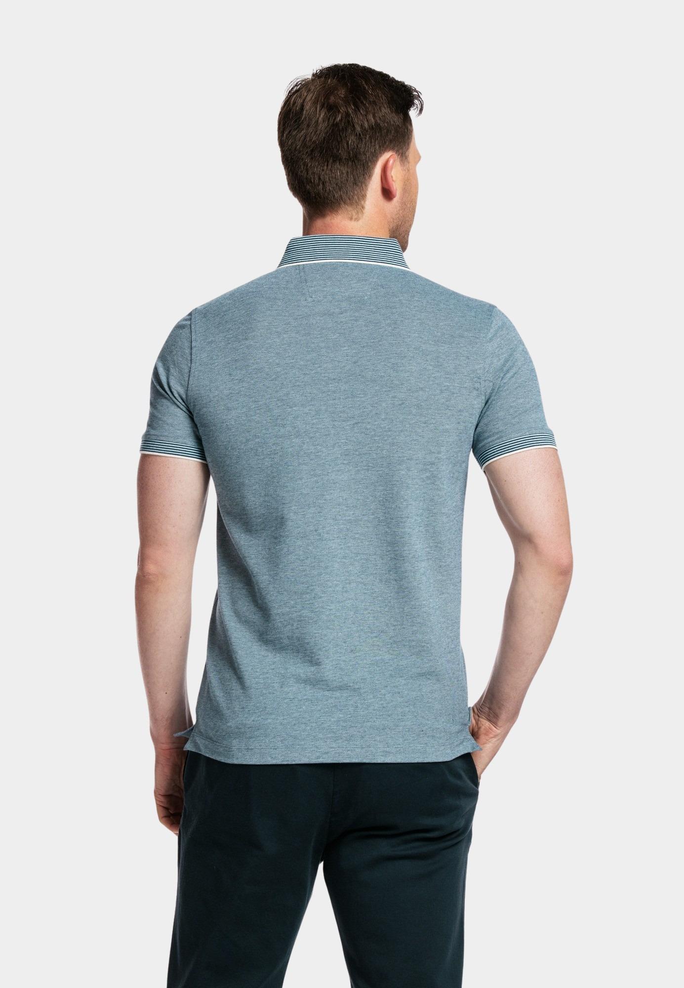 Baileys Polo korte mouw Blauw Poloshirt 2-tone Oxford Pique 415216/69