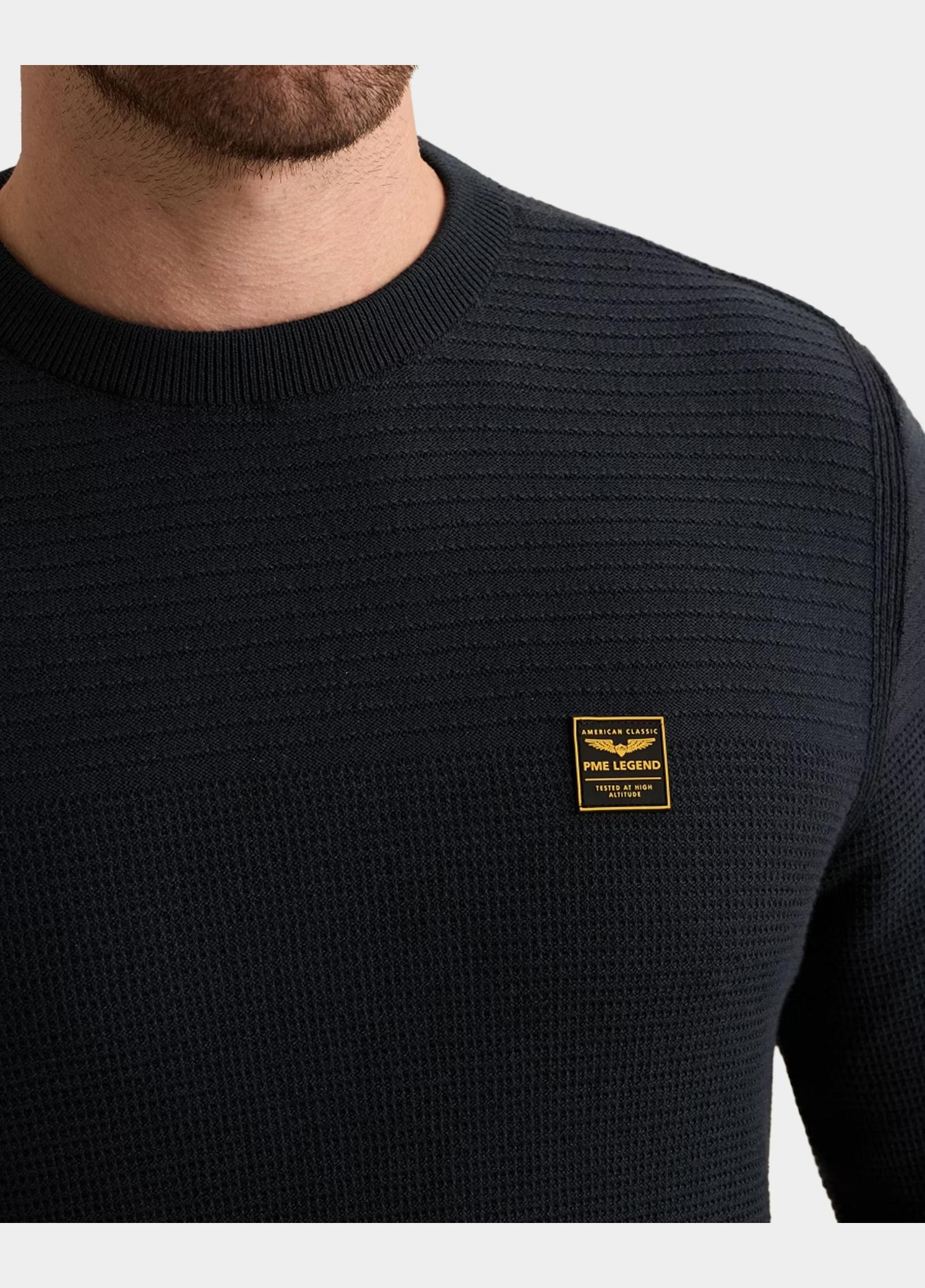 PME Legend Pullover heren Blauw R-neck cotton mouline PKW2610300/5281