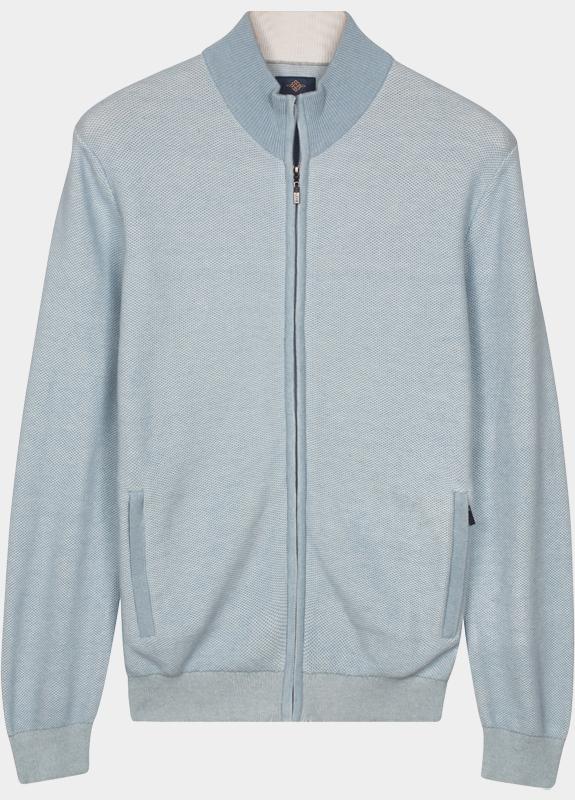 Baileys Vest heren Blauw Cardigan Zip  2-tone Jacquard 612050/615