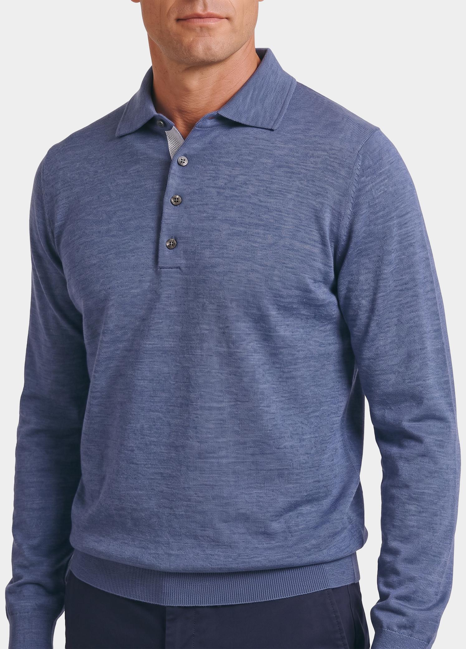 Born With Appetite Polo lange mouwen heren Blauw Anton Polo Ls Merino BWA00005AN14/4035