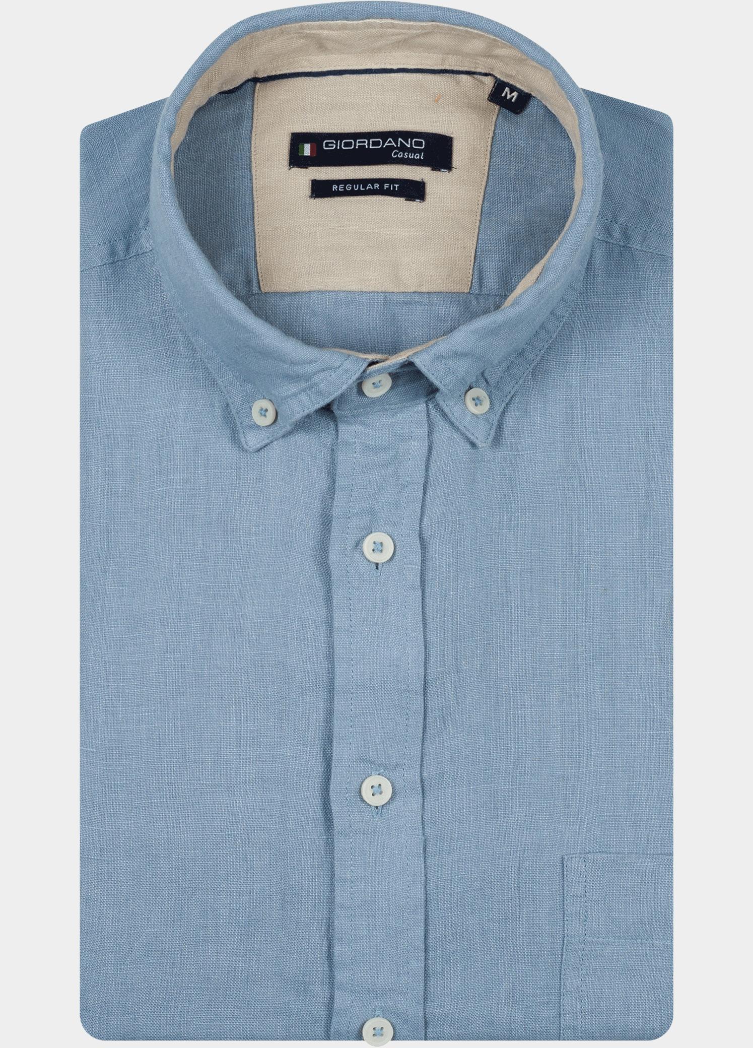 Giordano overhemd korte mouw heren Blauw League Short Sleeve Button Do 616009/64