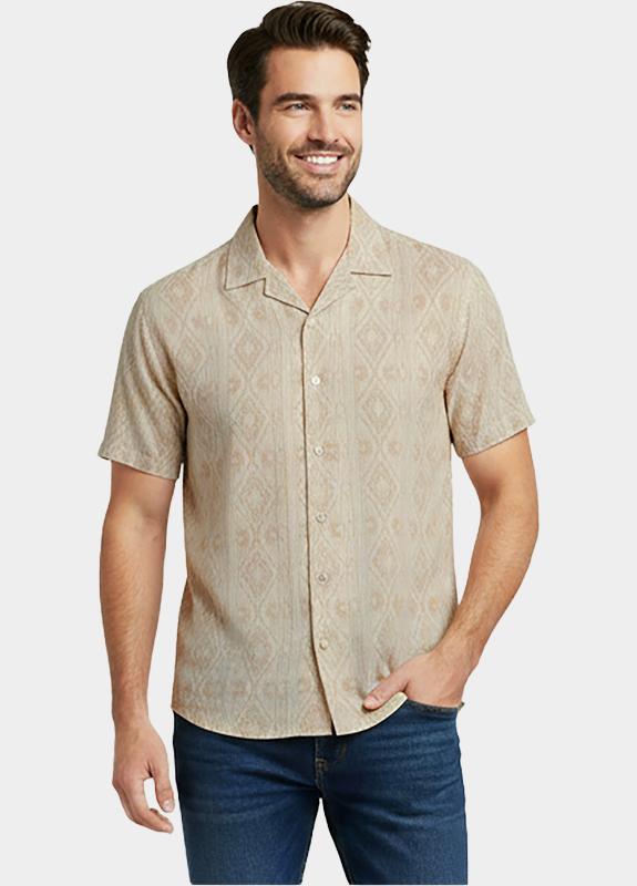 Cars Jeans Casual hemd korte mouw Beige Mebar 68571/83