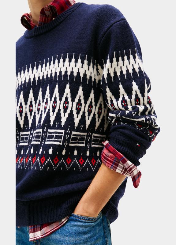 Tommy Hilfiger Pullover Blauw PLACED FAIRISLE WOOL BLEND CR MW0MW40844/0A4
