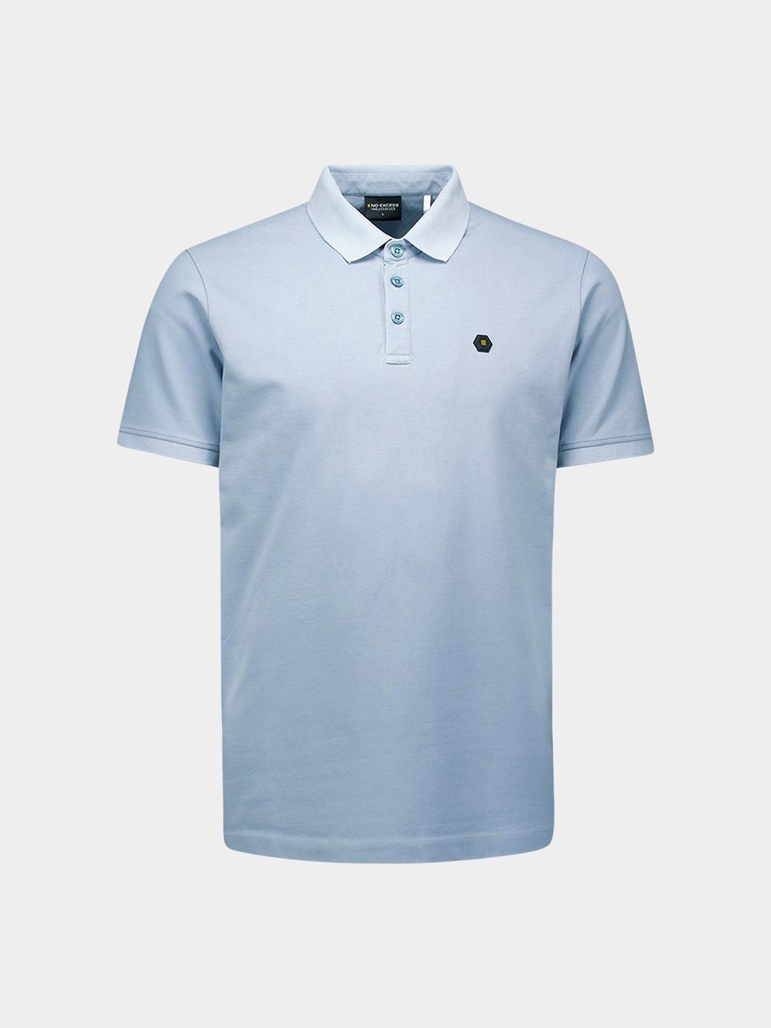 No Excess Polo korte mouw Blauw Polo Pique Garment Dyed N3801/138