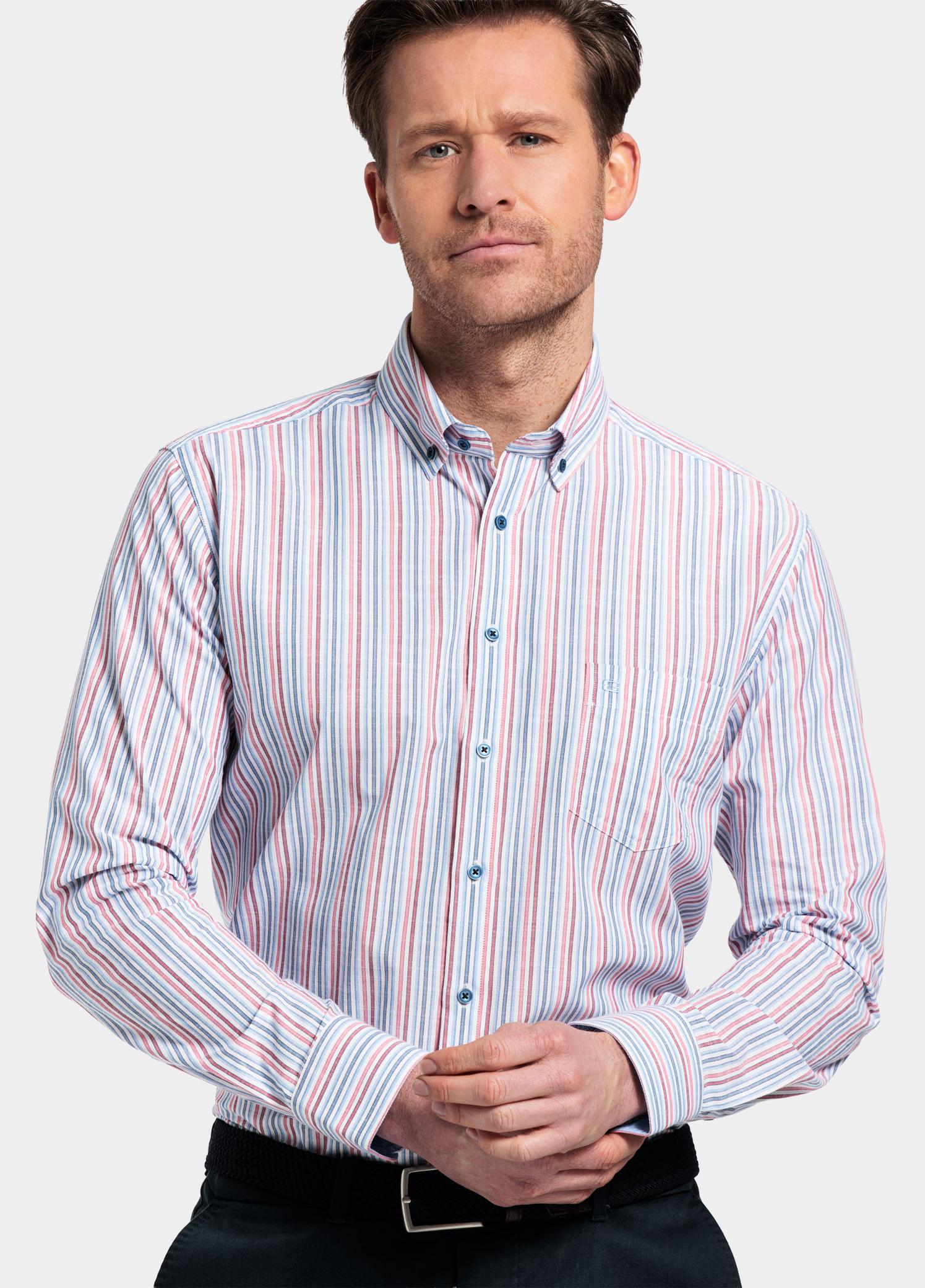 Giordano Overhemd heren Rood Ivy, LS Button Down Multicolo 417105/30