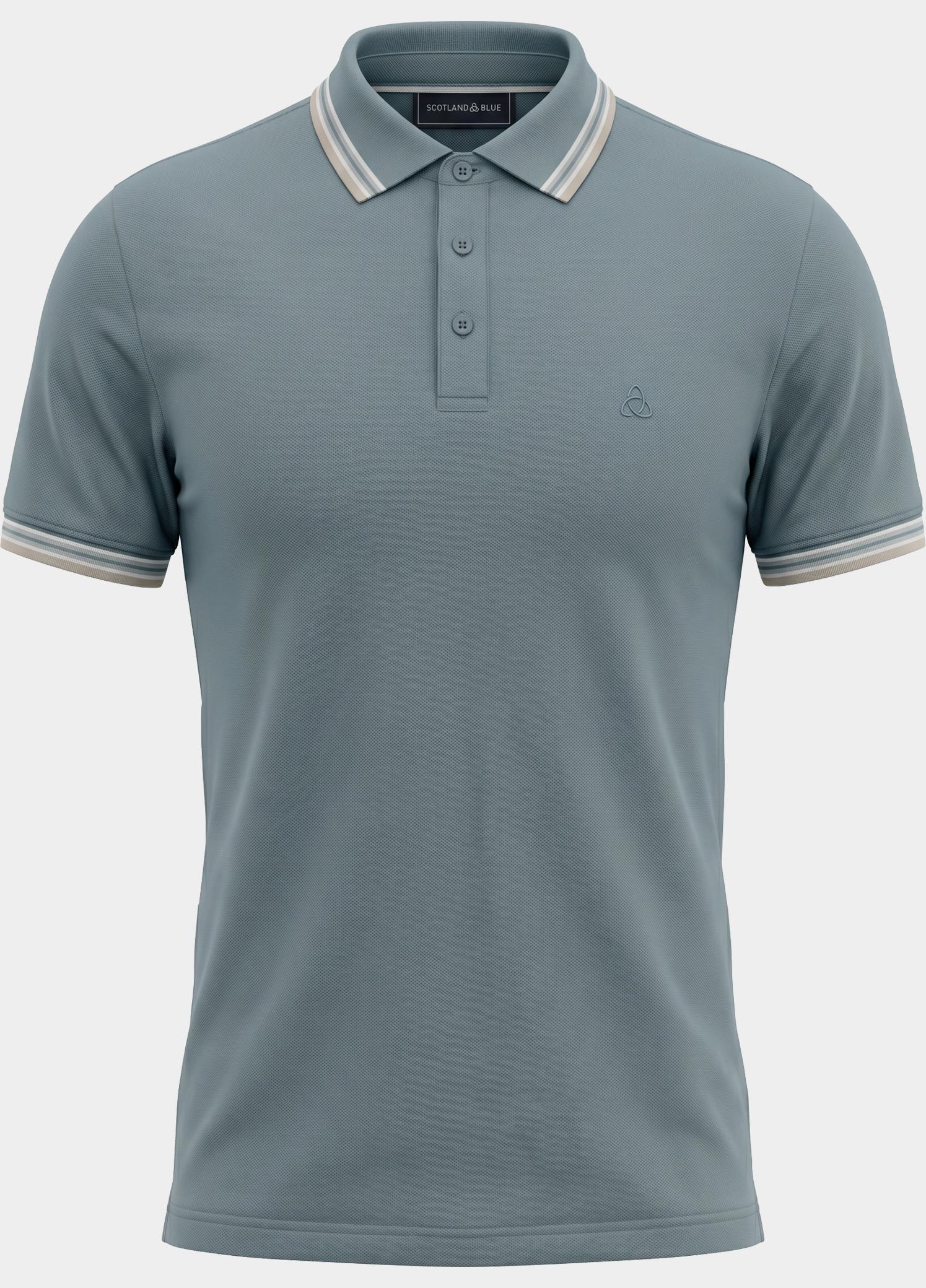 Scotland Blue Polo heren Grijs Brick Polo Plain Contrast Col SPE25108BR06SB/942 steel