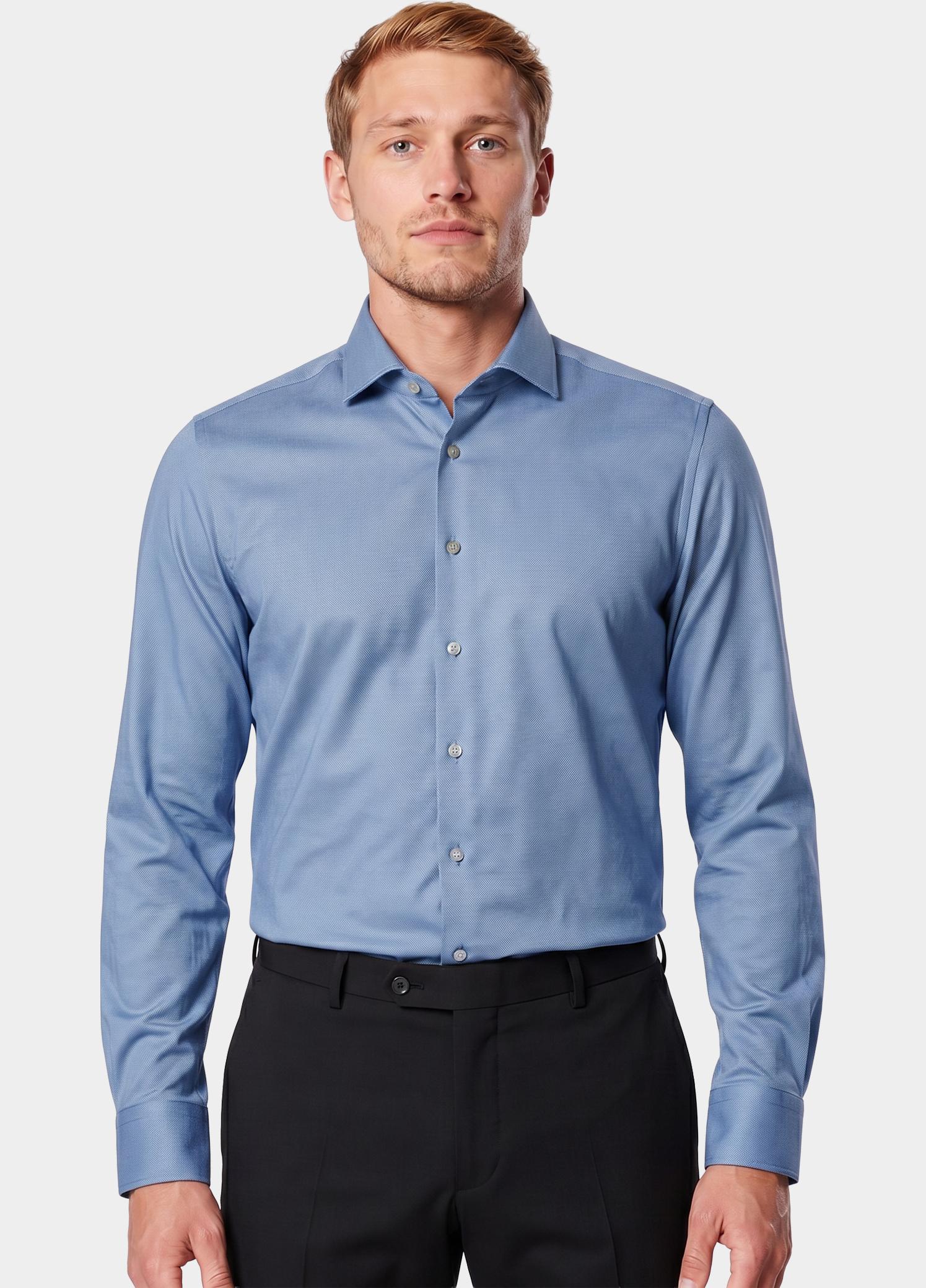 Venti Business hemd lange mouw Blauw Kent Modern Fit Jerseyflex 123963800/100