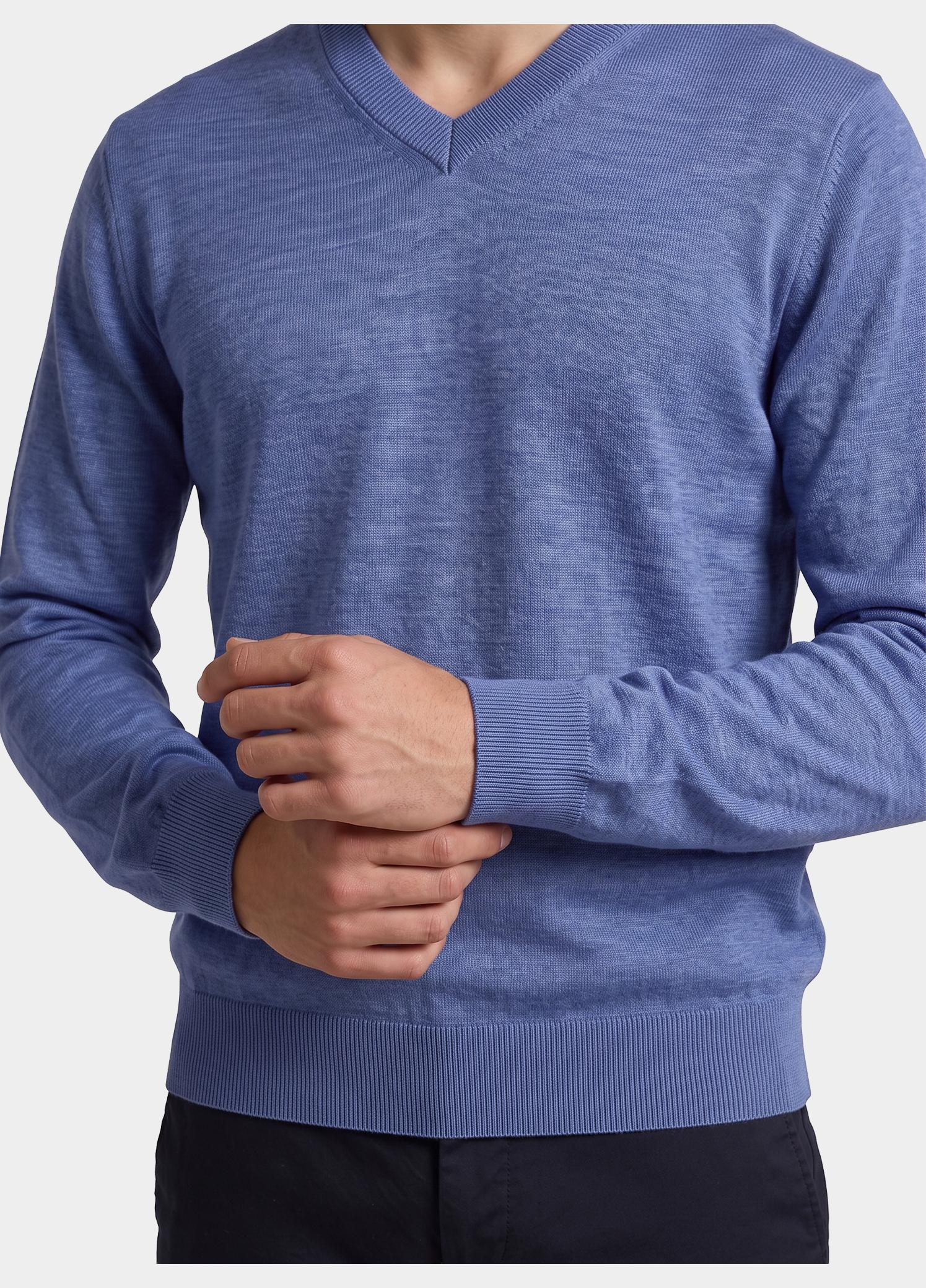 Bos Pullover heren Blauw V-hals 263/8159 - Indigo