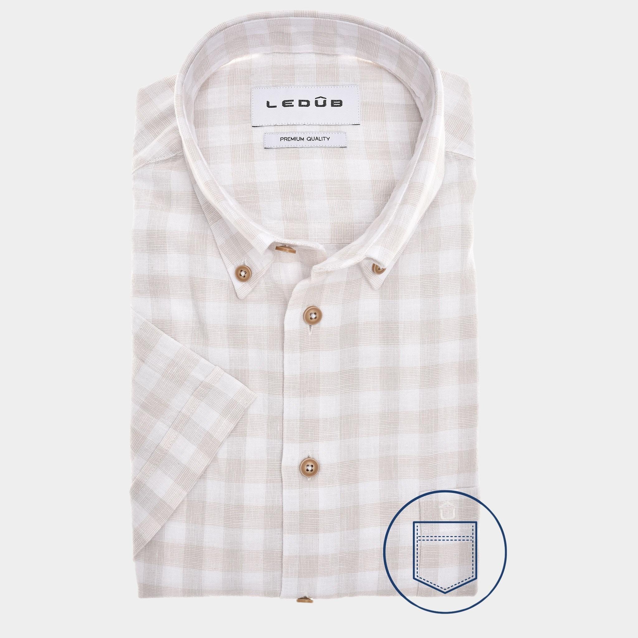 Ledub Business hemd korte mouw Bruin  0142926/620-000-000