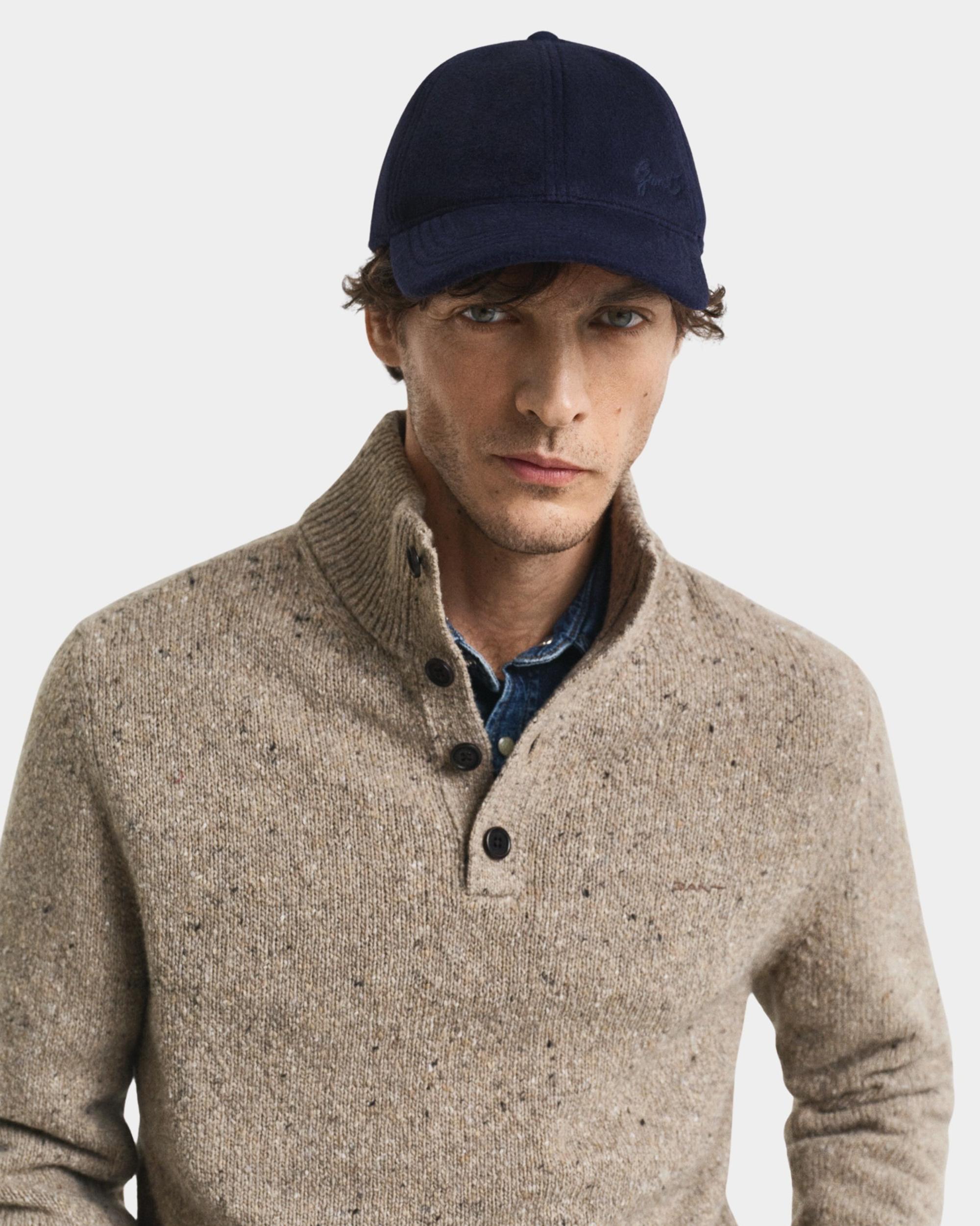 Gant Half Zip Bruin Wool blend Neps Half Buttoned 8040232/295