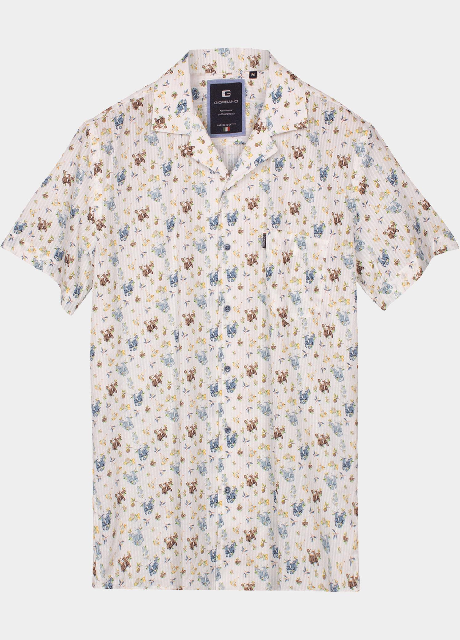 Giordano overhemd korte mouw heren Blauw Capri Short Sleeve Resort See 616043/60