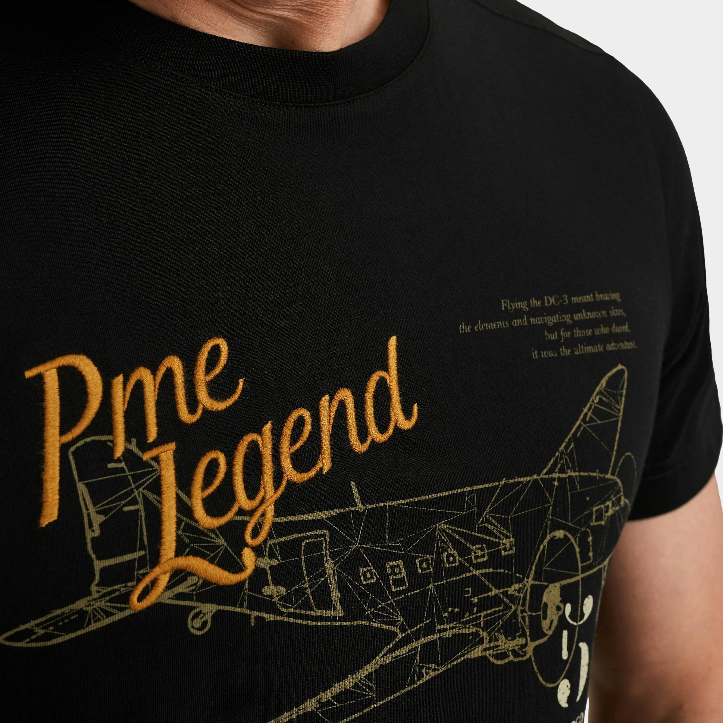 PME Legend T-shirt korte mouw Zwart Short sleeve r-neck single je PTSS2510523/999