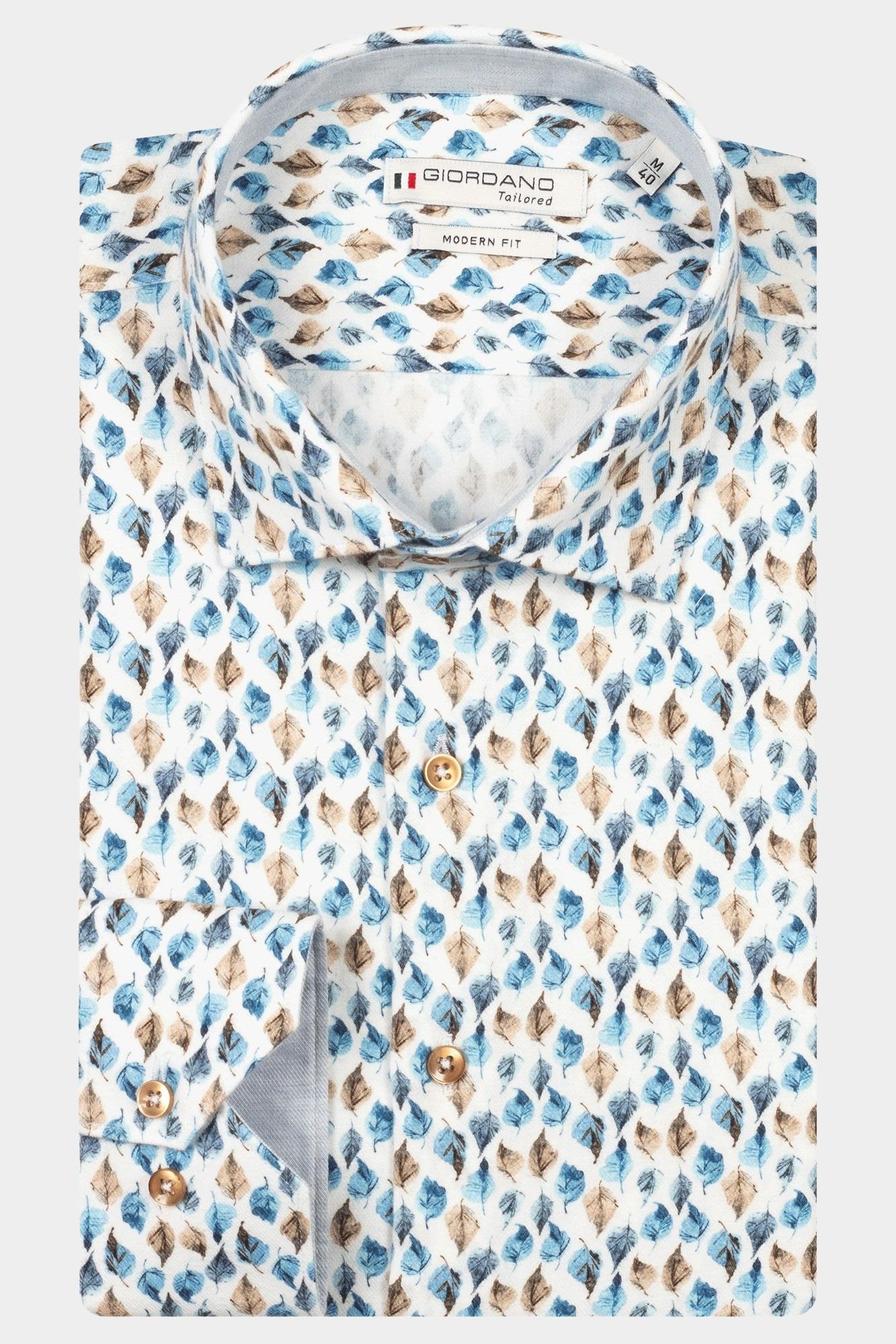 Giordano Casual hemd lange mouw Blauw Maggiore long sleeve semi cut 527850/60