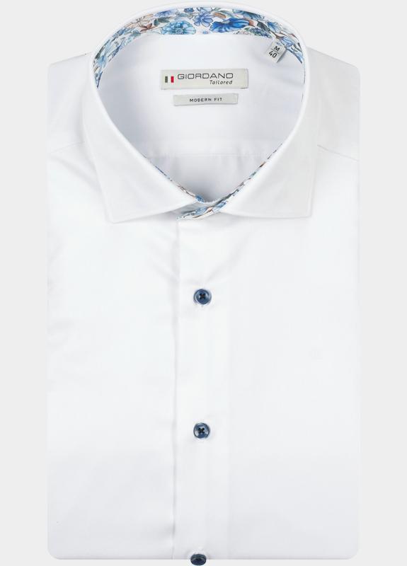 Giordano Overhemd heren Wit Locarno Row Long Sleeve Semi 617815/10