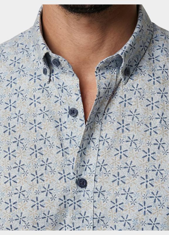 R.B. Boston overhemd korte mouw heren Blauw Marshall SS Button Down 616670/608