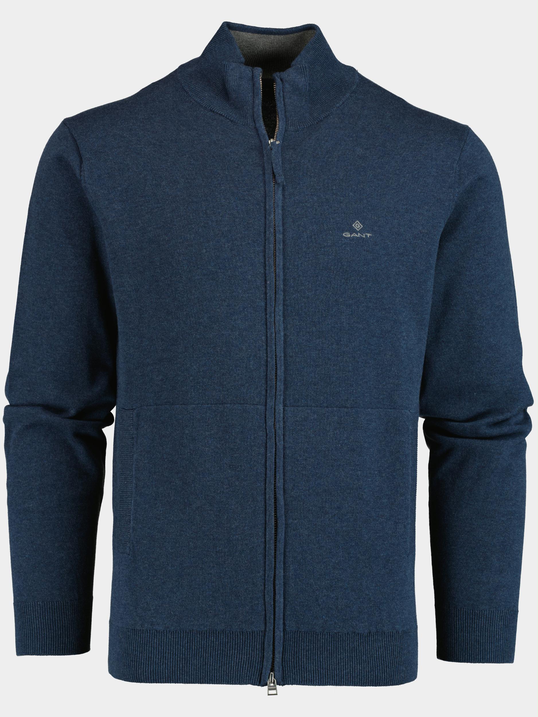 Gant Vest Blauw Classic Cotton Zip Cardigan 8030544 902