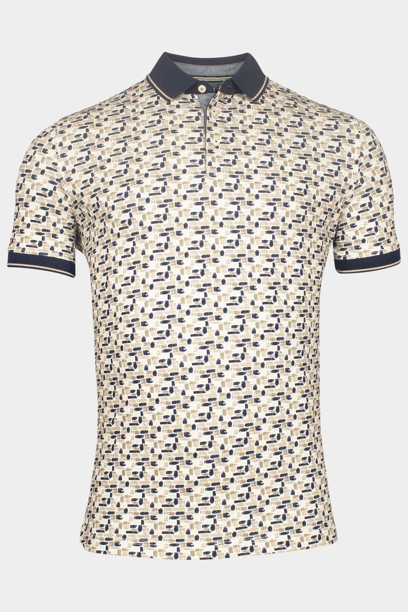 Baileys Polo korte mouw Beige Poloshirt Pique with all over 515231/82