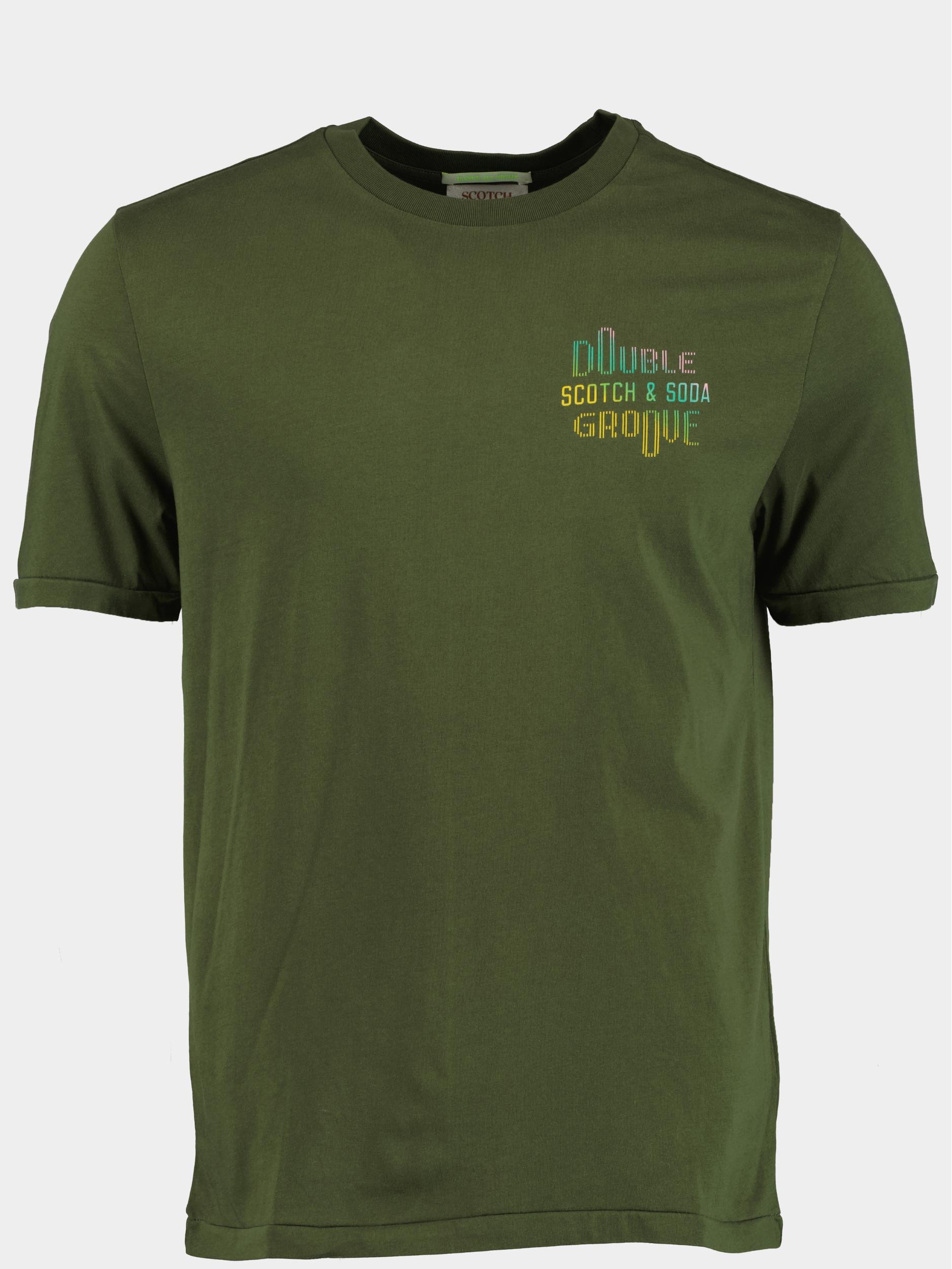 Scotch & Soda T-shirt korte mouw Groen Double Groove AW T-shirt 173012/4876